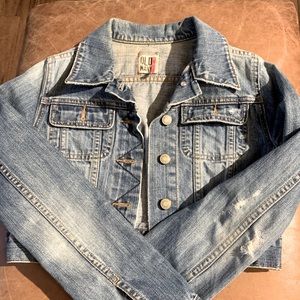 Old Navy distressed cropped denim jacket
